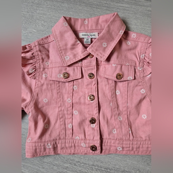 Nanette Lepore Girls Pink Jean Jacket - Picture 6 of 10